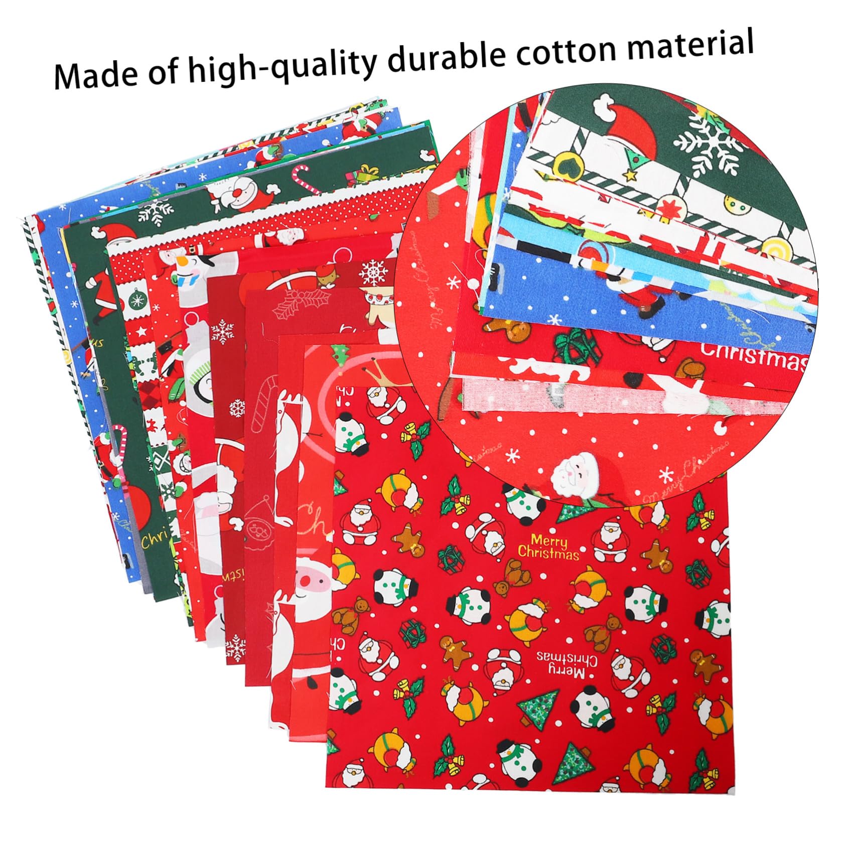 DOITOOL 60 Pezzi Stoffa Cotone Natalizia Stampata per Cucito DIY Tessuto per Decorazioni Casa e Artigianato Kit Creativo per Accessori Fatti Mano
