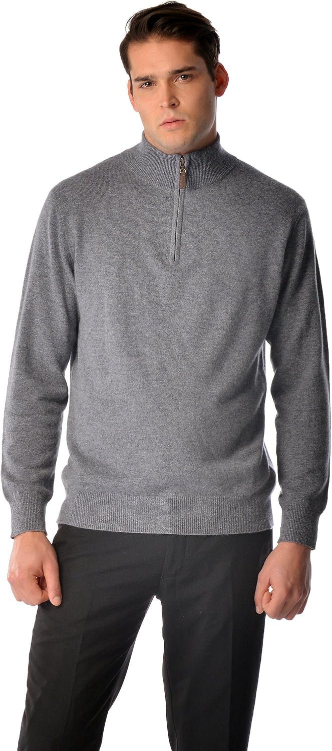 Cashmere Boutique 100% Pure Cashmere Half Zip Sweater for Men –Pullover, Long Sleeve, Soft and Warm Quarter Zip Sweater - Image 4
