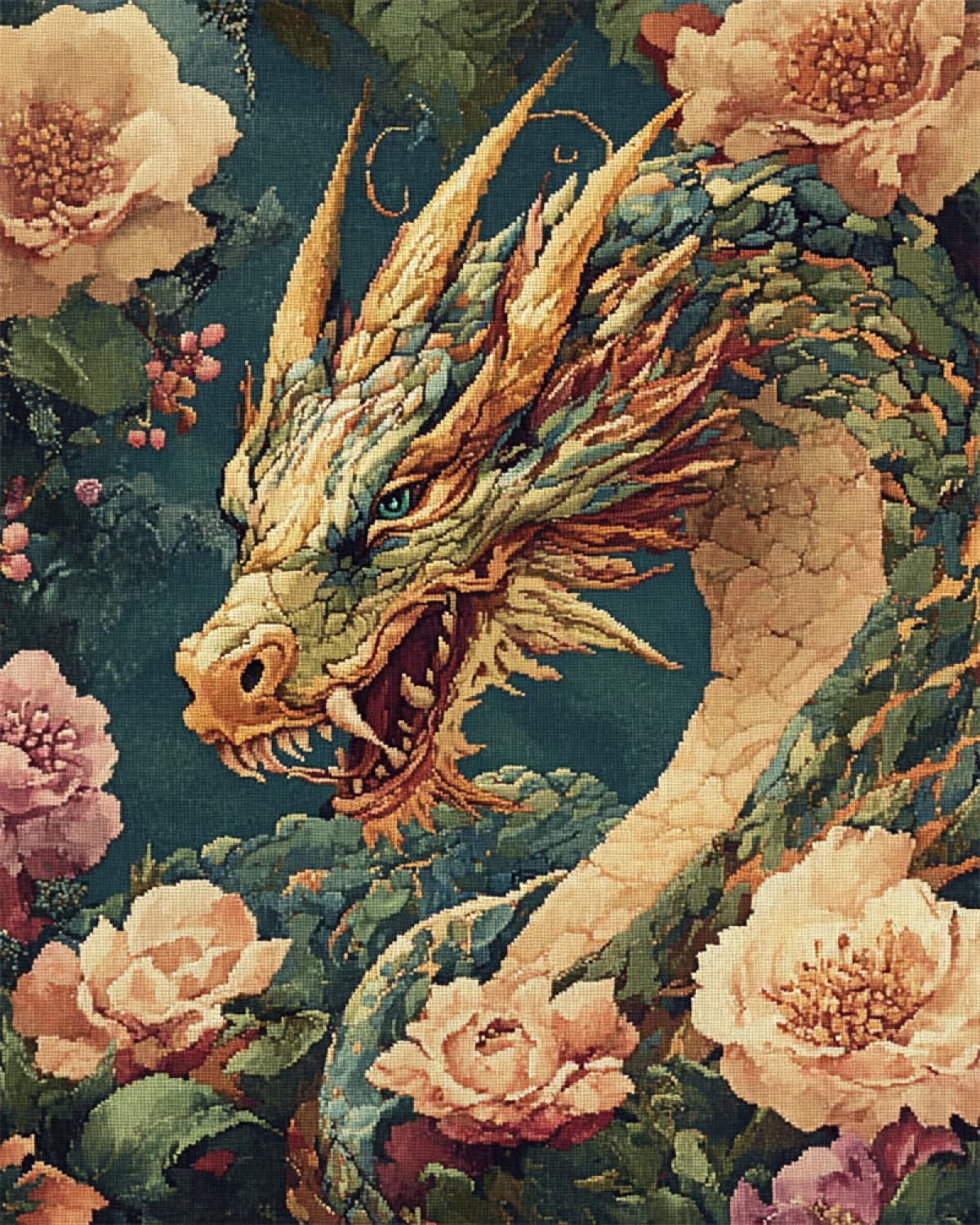 Axiangzik C N.lanshan Diy Latch Hook Rug Kits Dragon And Flowers Latch Hook Kit Artoon Animals Diy Rug Making Kits For Beginners Tapestry Kits Embroidery Kits Arpet Doormat Gift 100X140cm
