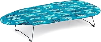 BeldrayLA023735PEG Table Top Ironing Board – Space Saving Foldable Legs, Lightweight, 100% Cotton Cover, Portable & Compact. For Caravans/Apartments/Smaller Households, 73 x 31 cm, Blue Peg Print