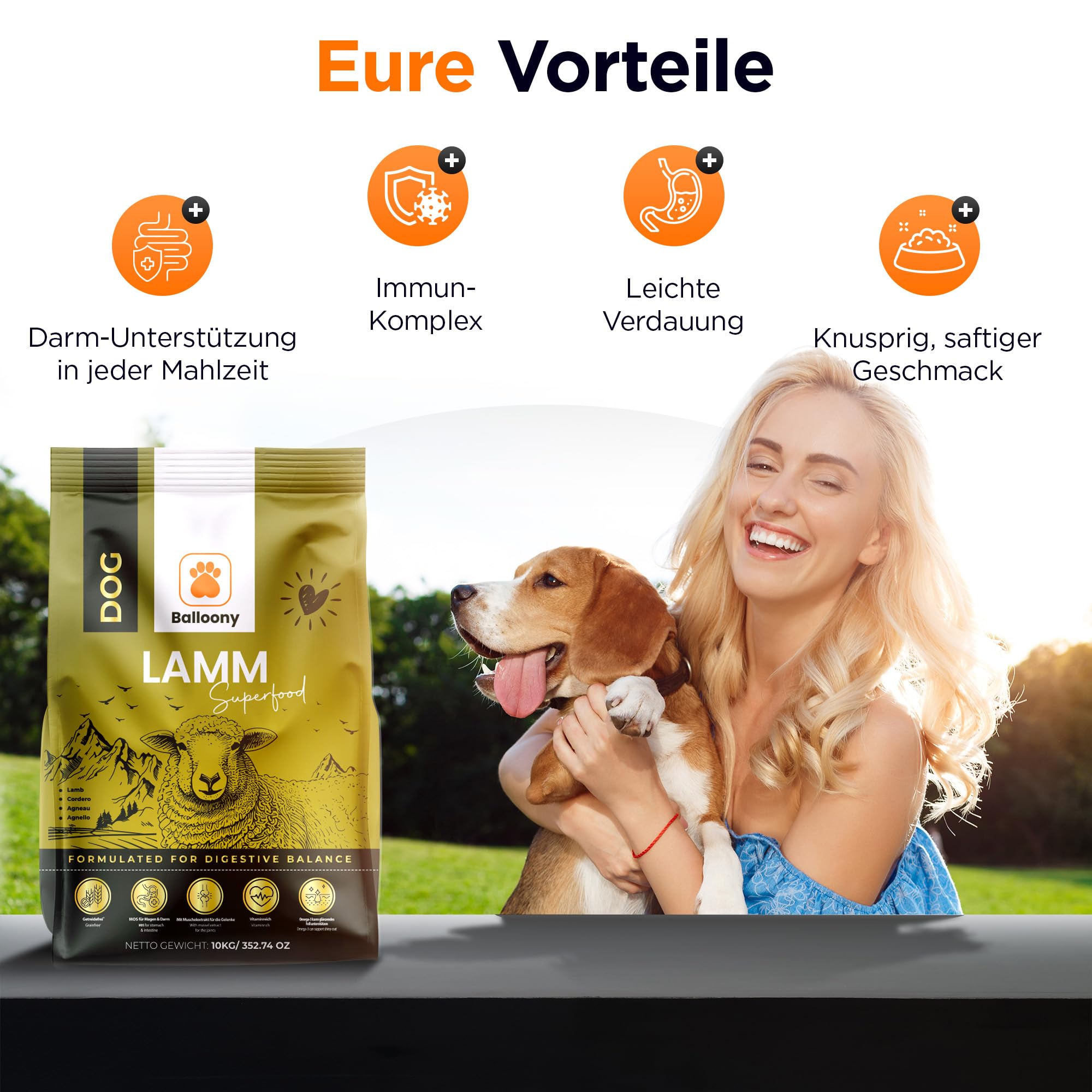 German Shephy Dog Food | Hypoallergen | Getreidefreies Hundefutter trocken | Lamm & Reis | Magen schonend für ernährungssensible Hunde | Mit hohem Fleischanteil (10kg)