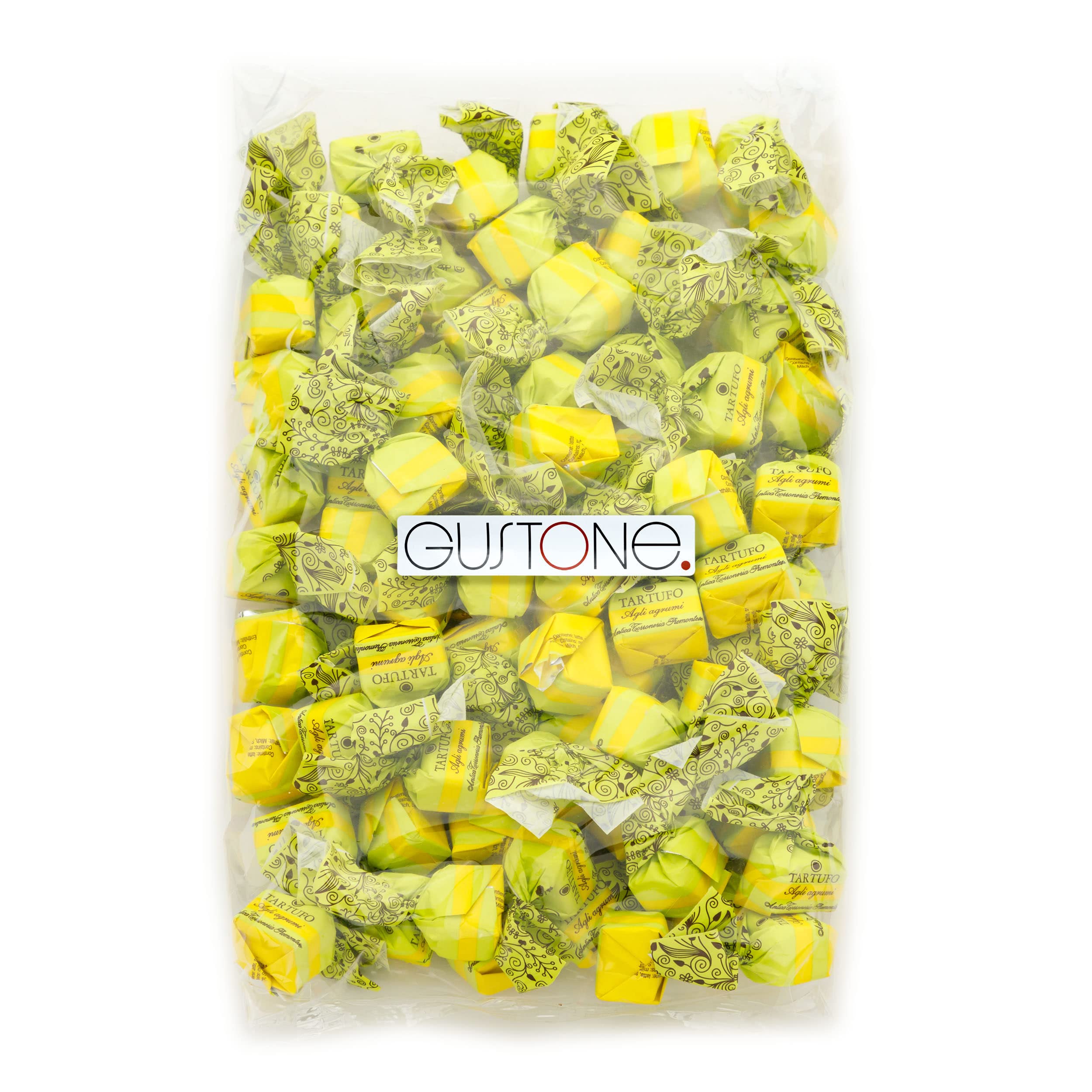 GUSTONE. Tartufi dolci Agli Agrumi mit Zitrone und Limette | Antica Torroneria Piemontese | Edle Trüffel-Praline aus Italien | Schokoladentrüffel mit Zitrusfrüchten | 1 kg Großpackung