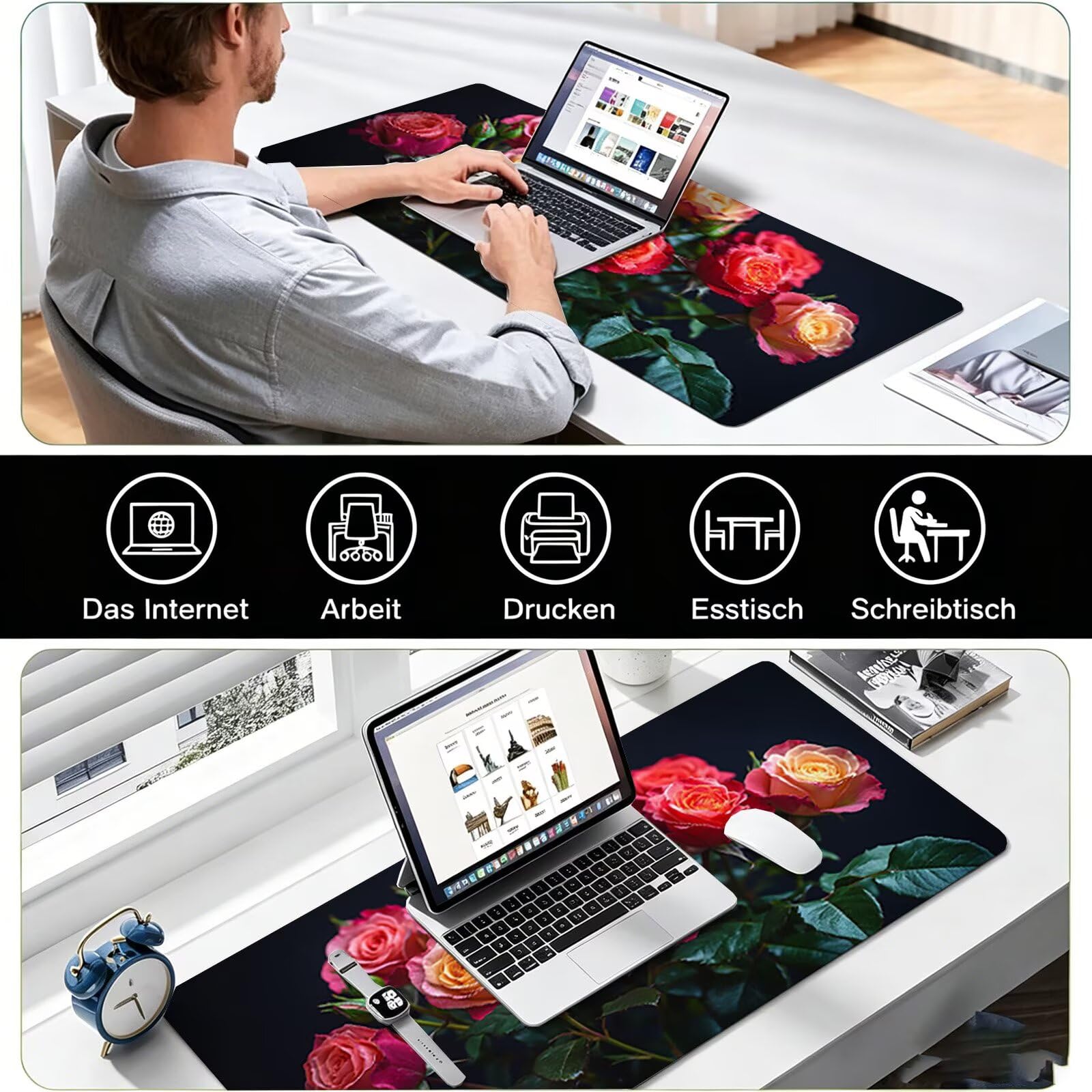 Podkładka pod mysz do gier 1200 x 600 mm - czarna różowa pod biurko, 0c0