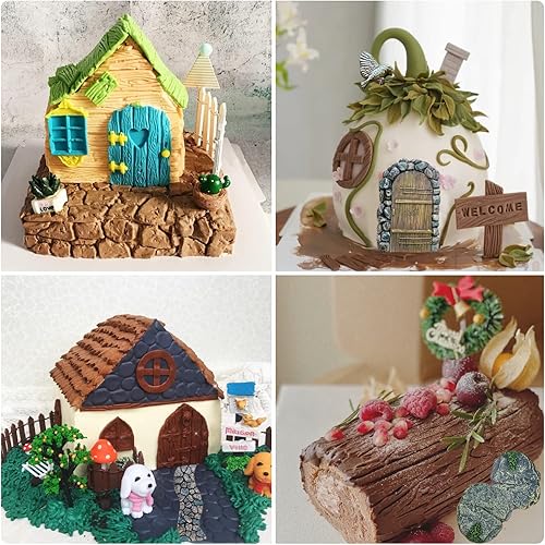 Miniatura 4 de Sijiangmold Moldes de silicona con diseño de textura de pared de ladrillo, textura de piedra para puerta, camino de piedra, fondant, para decoración