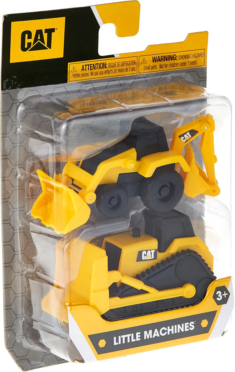 CAT Funrise Mini Machines 3 Inches 2 Pack - Backhoe & Bulldozer - 82280, Yellow