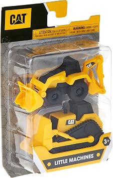 CAT Funrise Mini Machines 3 Inches 2 Pack - Backhoe & Bulldozer - 82280, Yellow