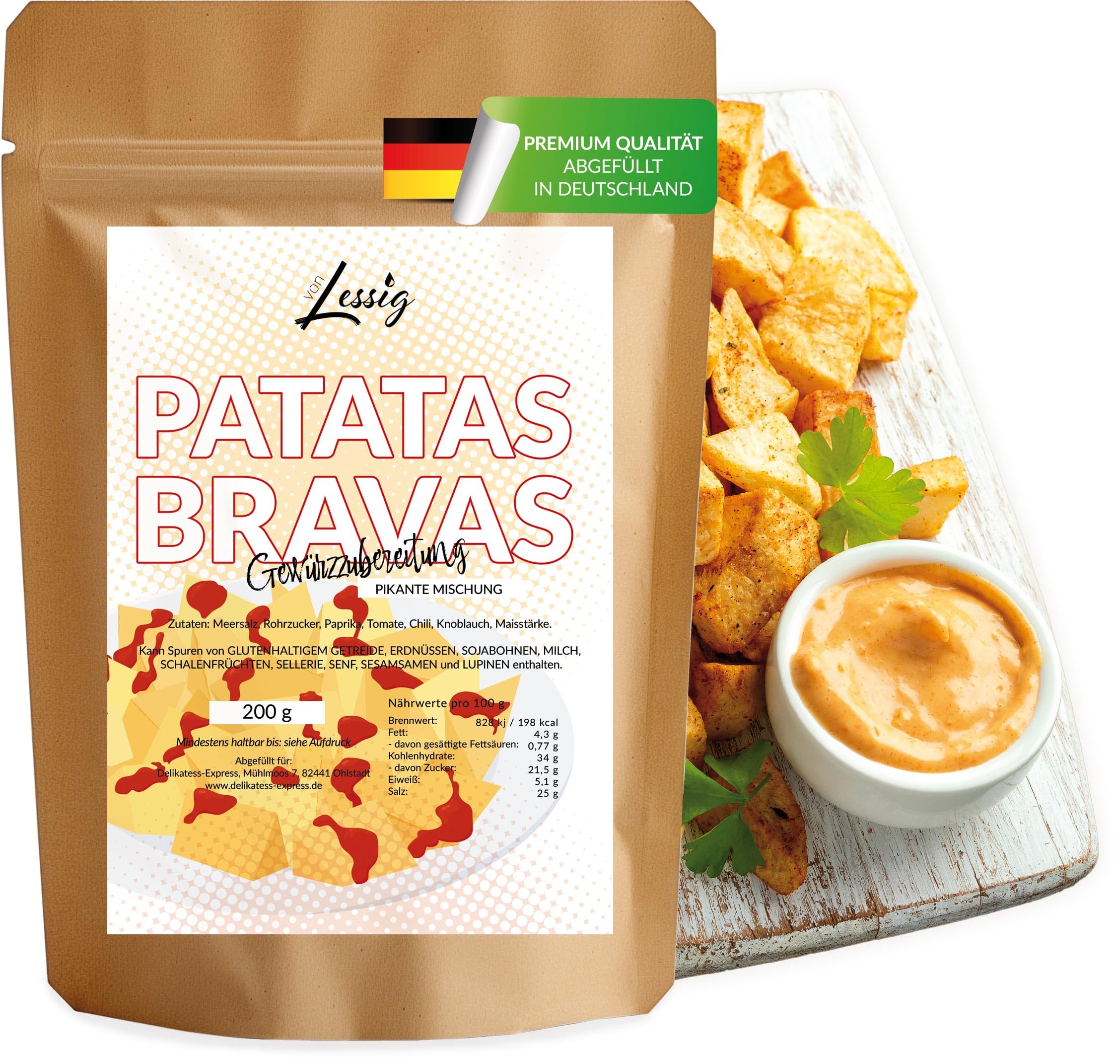 Lessig | Gewürz-Mischung | 200g | wiederverschließbar | intensives Aroma | (200 g, Patatas Bravas)