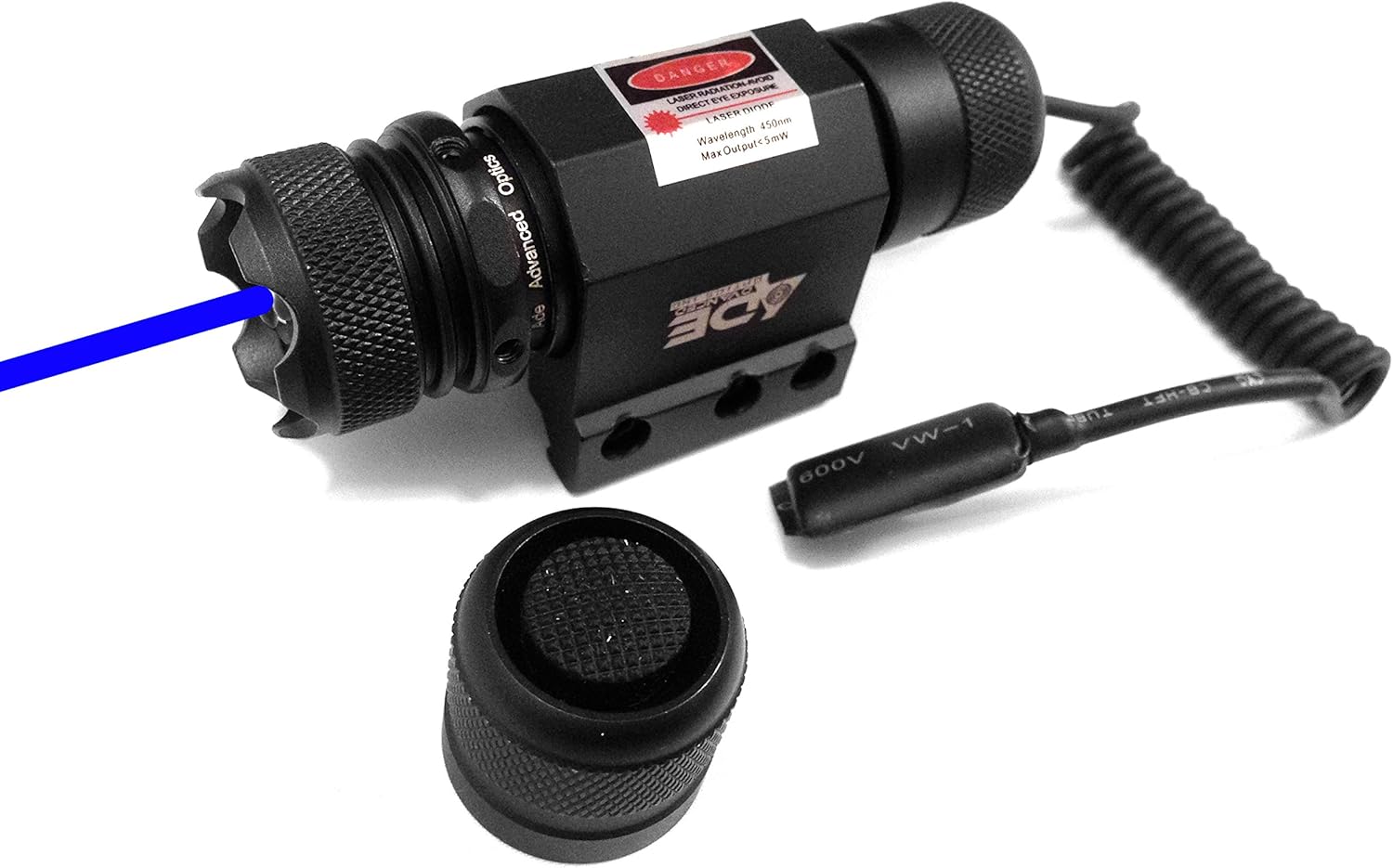 Ade Advanced Optics HB06-1 Triple Duty Class IIIA Blue/Violet Laser Sight with Picatinny Mount, Black