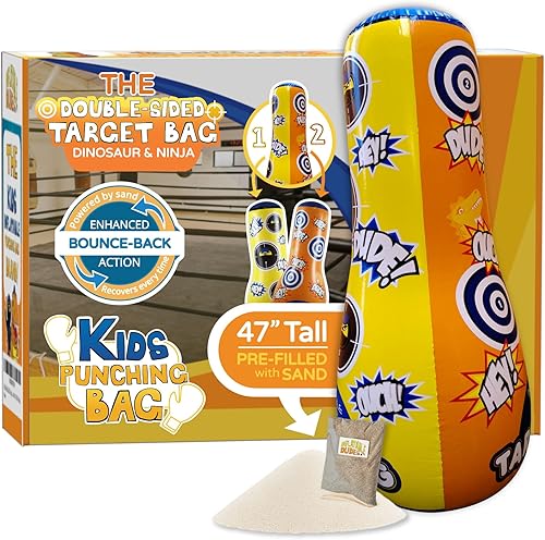 Target Bags - Saco de boxeo para niños  Ya lleno de arena  Bolsa Bop  Juguete de boxeo inflable  Saco de boxeo para niños  Acción de rebote  Juegos