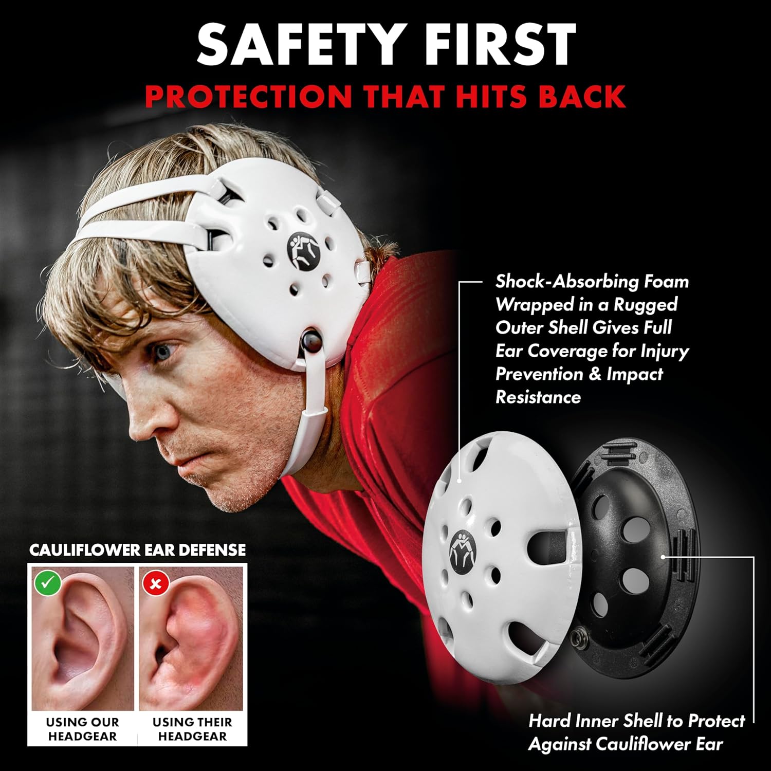 WrestlingMart Throwback Headgear - Comfort Foam Padding, Durable Protection with Six Vent Holes - Adjustable Staps for Youth to Adults - Image 3