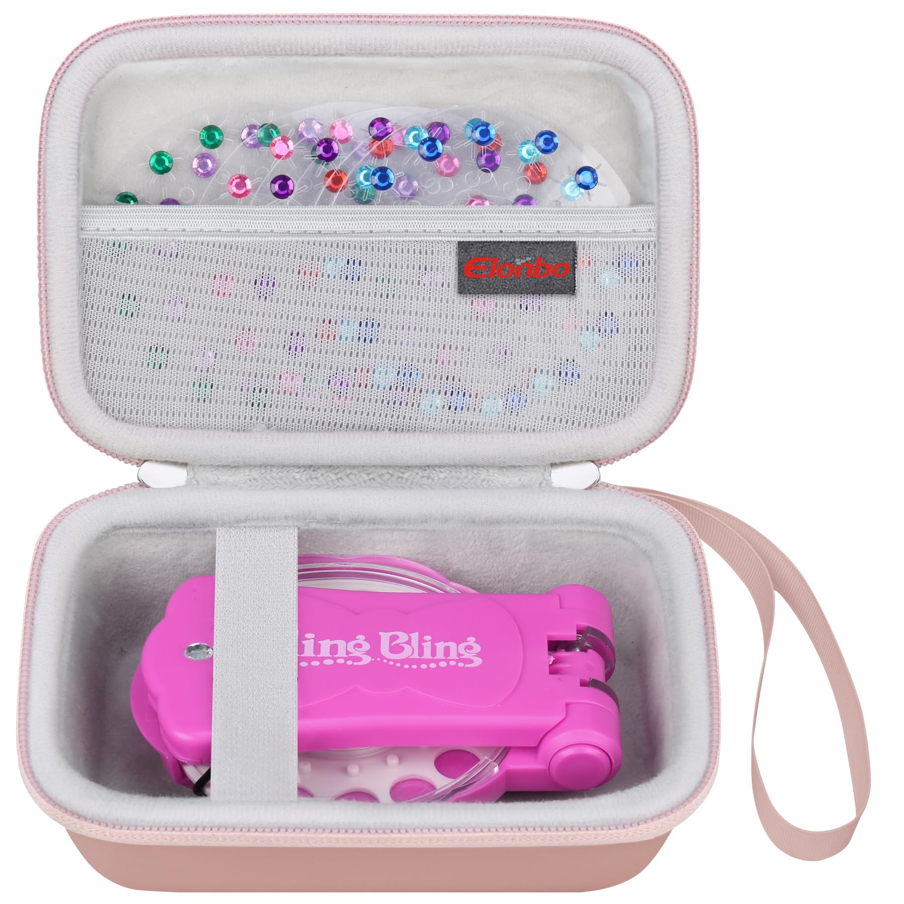 Elonbo Carrying Case for Blinger Deluxe Glam Collection,Refill Gems, Bedazzler Kit with Rhinestones, Hair Gems or Jewels, Glam Styling Tool Organizer Holder, Rose gold(CASE ONLY,Device not Included)