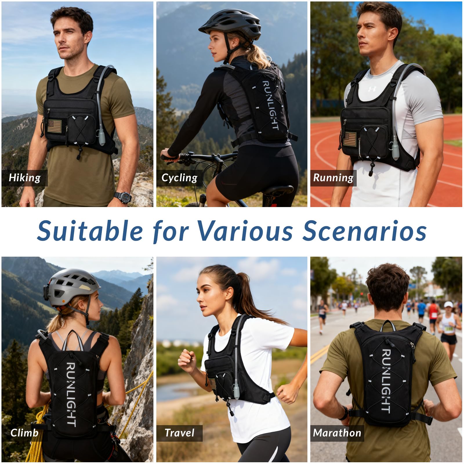 Running Vest,Lightweight Adjustable Chest Pack With Pistol Holster - View #2