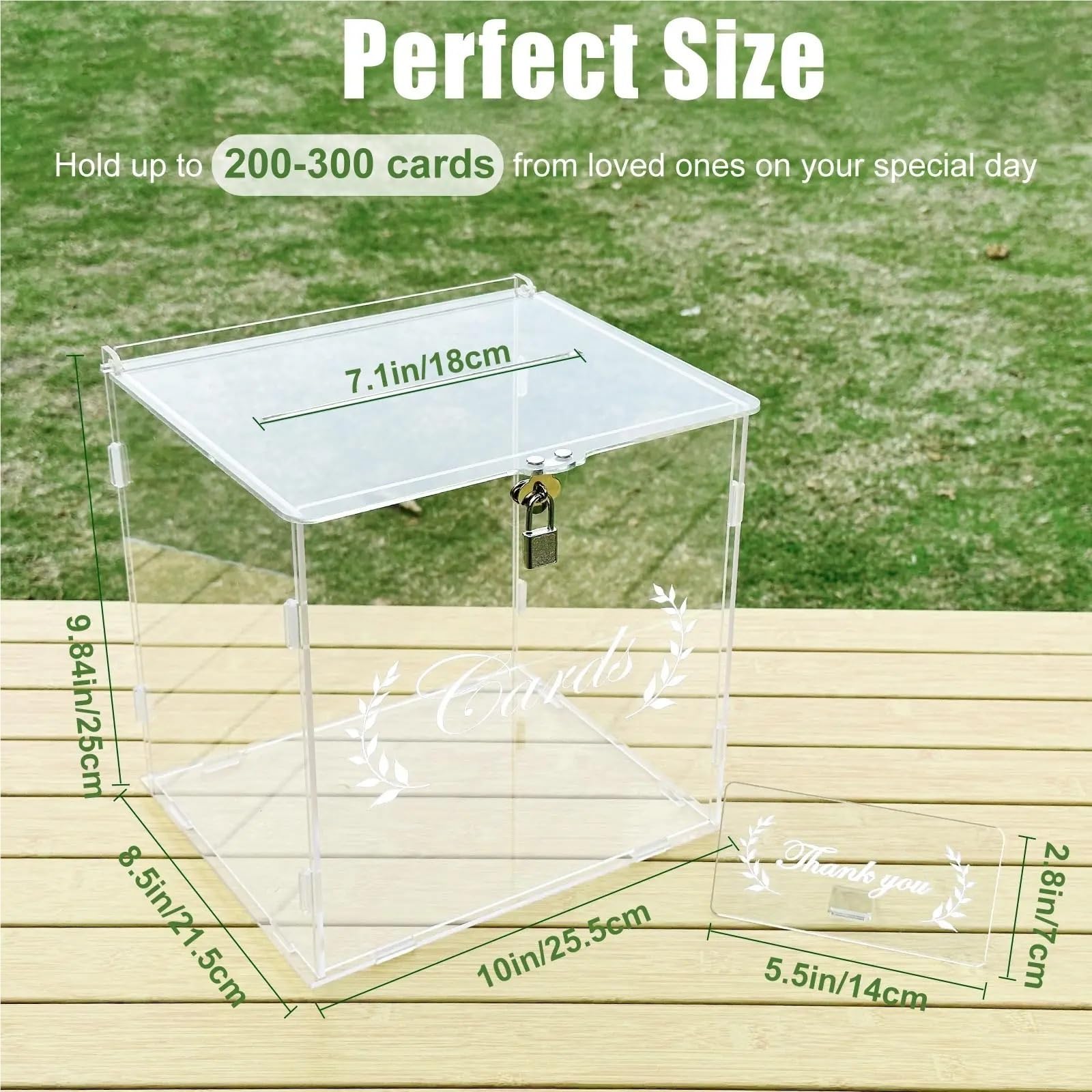 Caja transparente for tarjetas de boda con cerradura