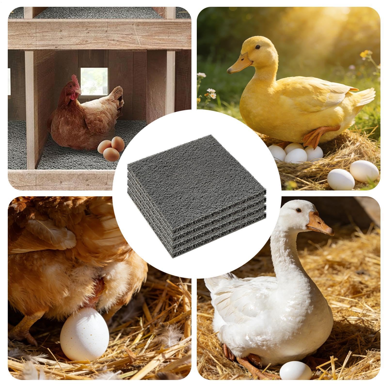 Hühnernest-Unterlage 4er Set – Waschbare & Wiederverwendbare Nistkasten-Einlagen (30x30 cm) – Weiche PVC-Matten für Legehennen, Enten & Wachteln – Komfortables Nestzubehör für Hühnerstall & Garten