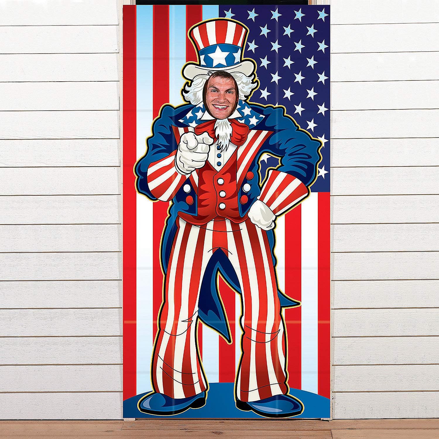 Fun Express - Uncle Sam Photo Door Banner for Fourth of July - Party Decor - Door Decor - Photo Door Banners - Fourth of July - 1 Piece