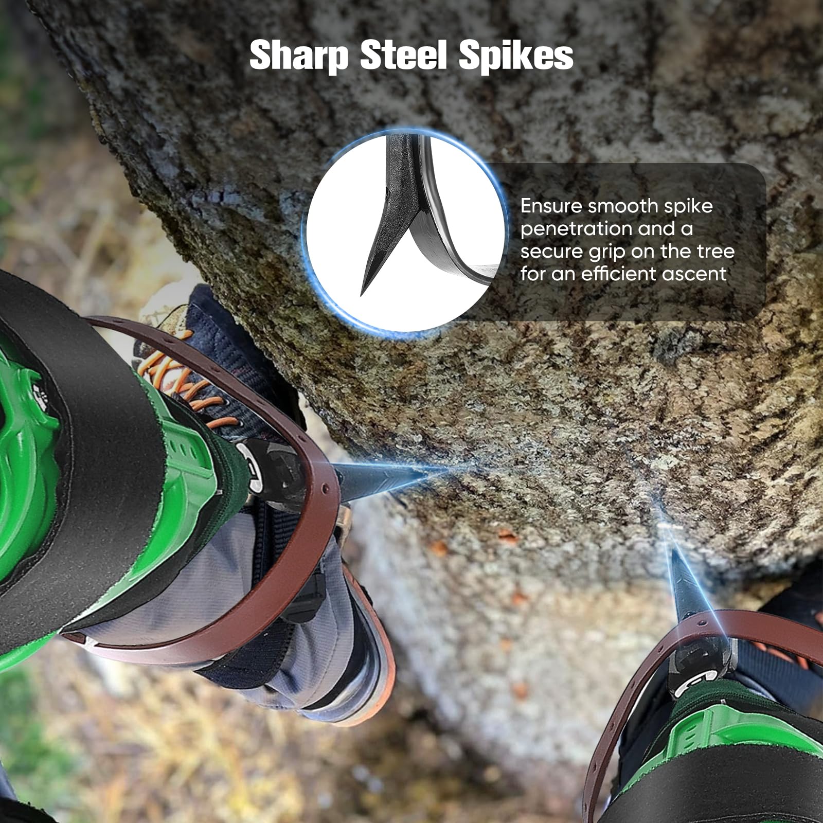 Strumento di arrampicata albero, Ramponi Tree Climber Set Altezza Polpaccio Regolabile, Semplice da Usare per Raccogliere Frutta,elettricista di raccolta all'aperto speciale