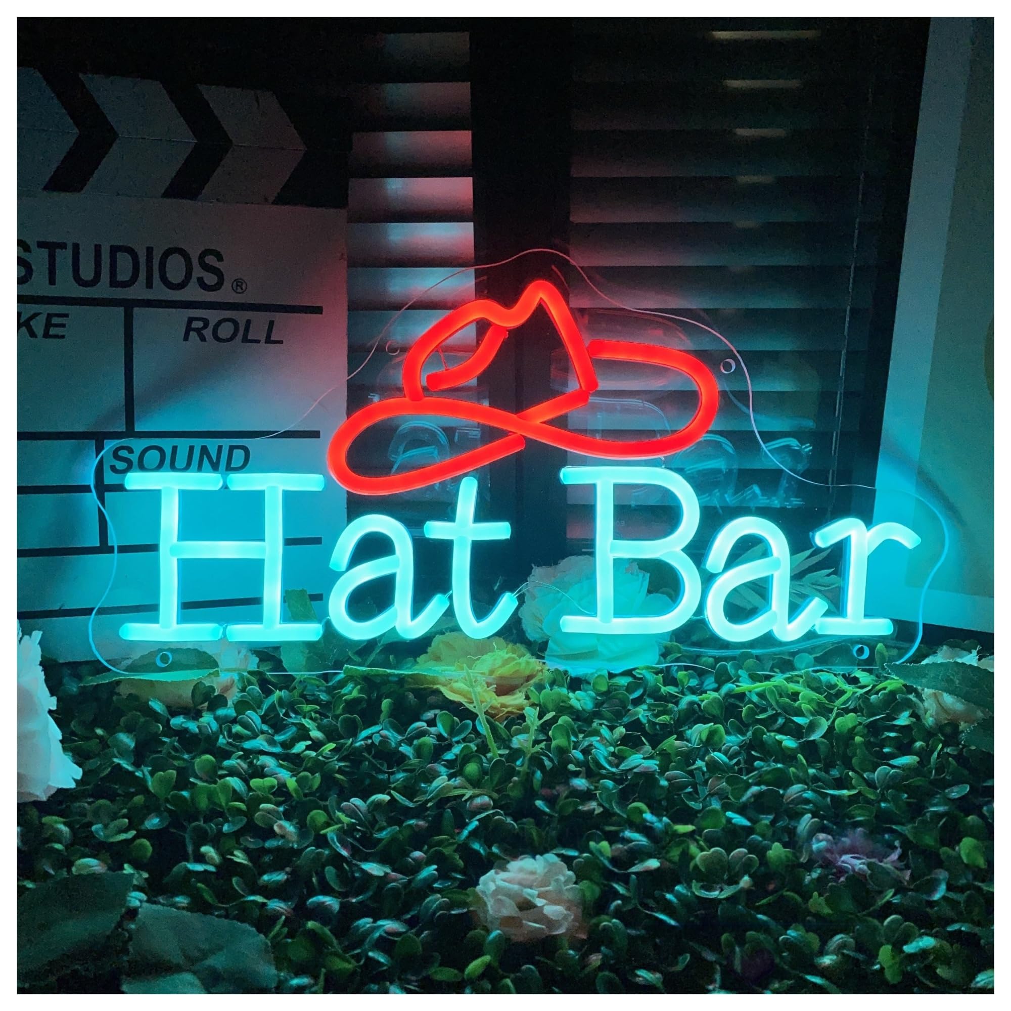 RONGCH Hanging Art Signs Hat Bar Neon Sign Cowboy Decor Room Bedroom Game Pet Store Birthday Party Business Restaurant Convenience Stores Supermarket 45cm