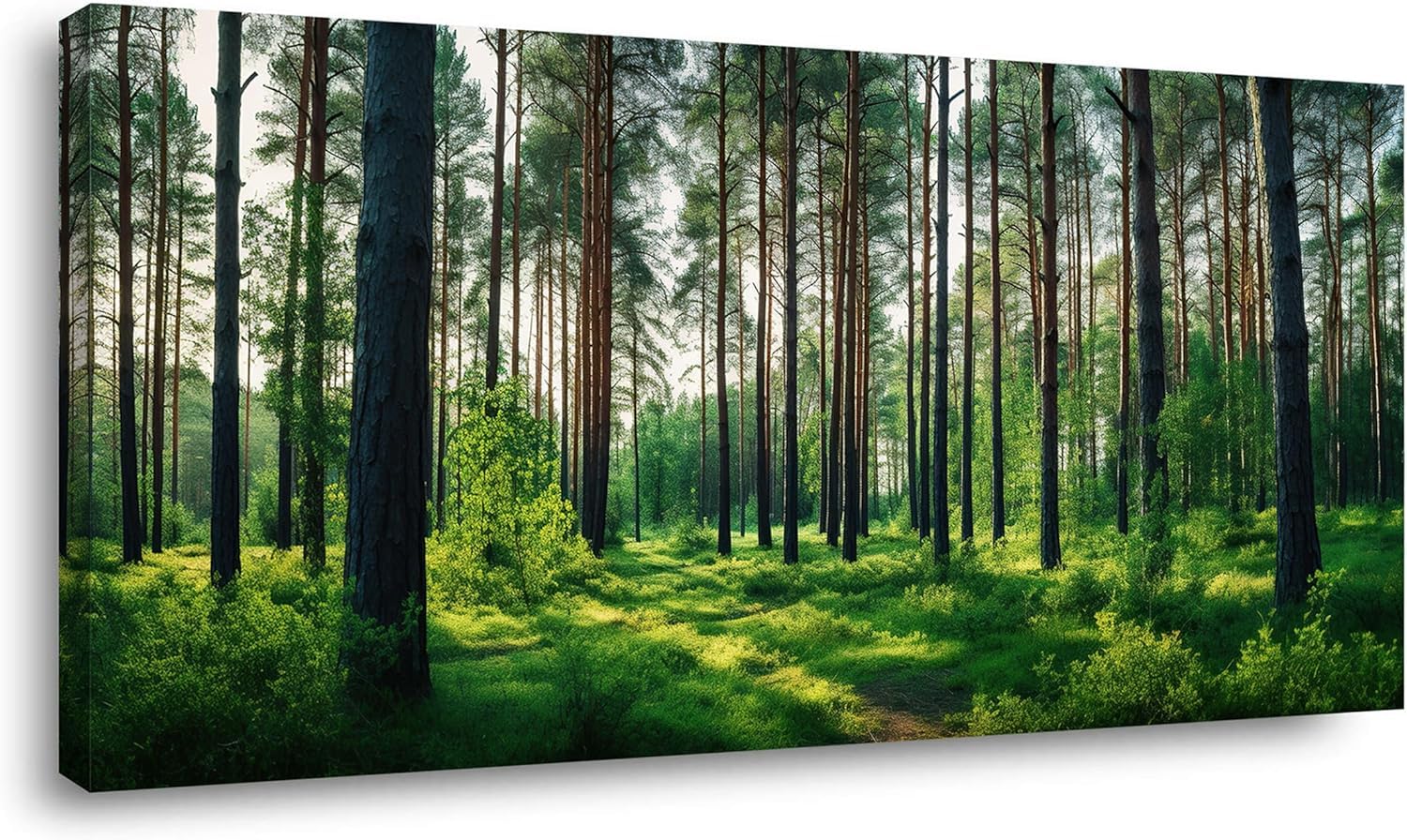 lianyibo Calm Forest Landscape Wall Art Green Canvas Painting Prints Large Scenic Nature Artwork for Living Room Office Decor(70x140cm/Senza cornice)