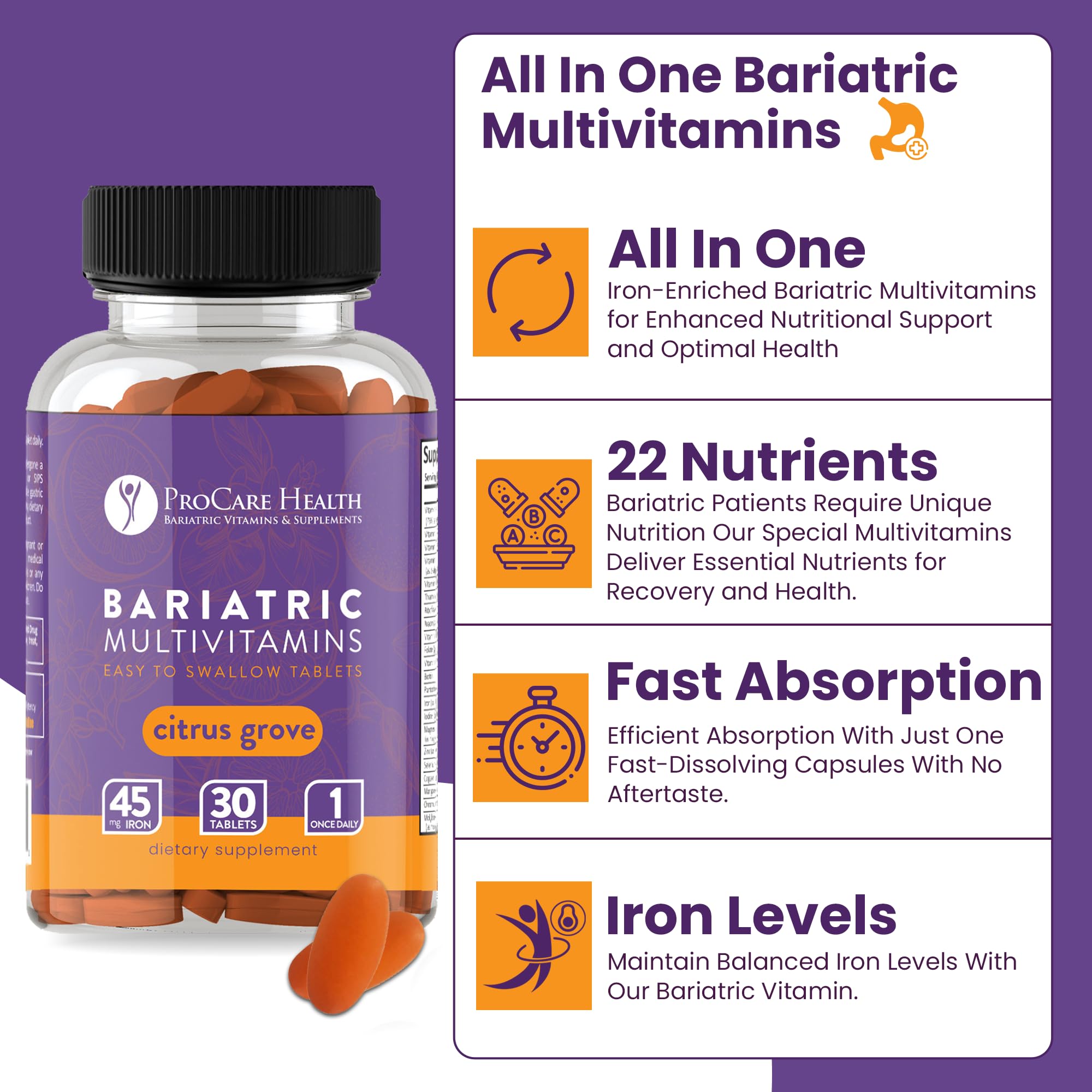 ProCare Health Easy-45 Bariatric Multivitamin | Citrus Grove Tablets | 30ct — Amazon image 6