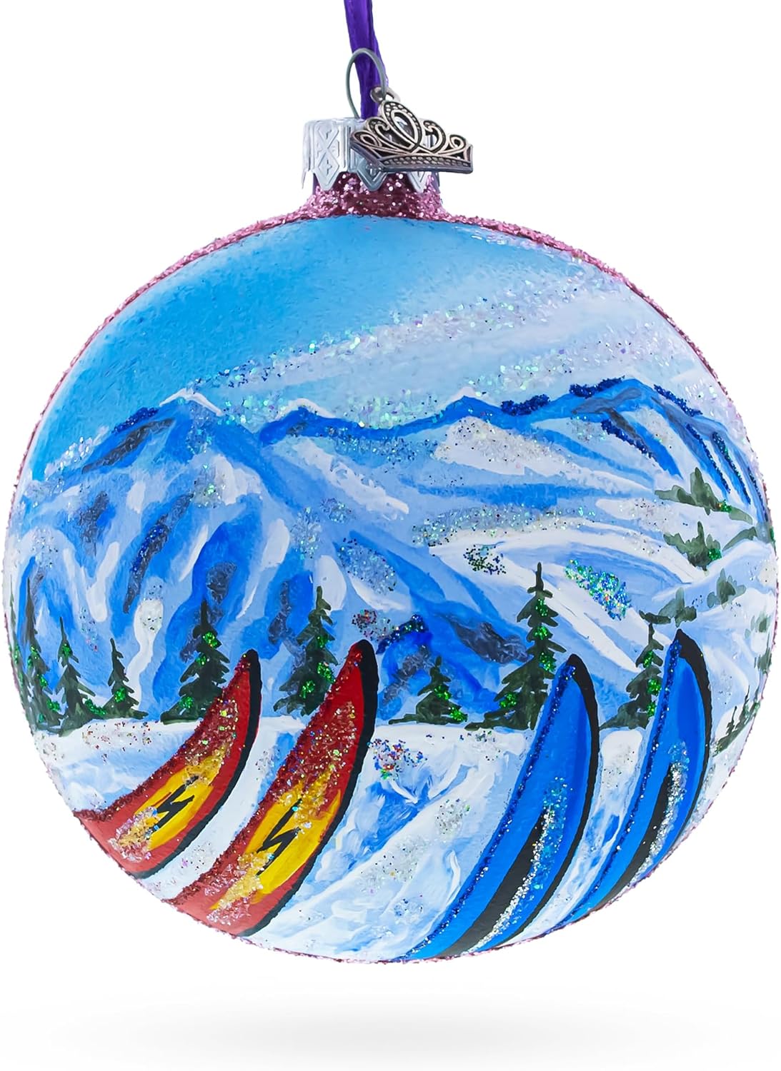 Park City Ski Resort, Utah, USA Glass Ball Christmas Ornament 4 Inches