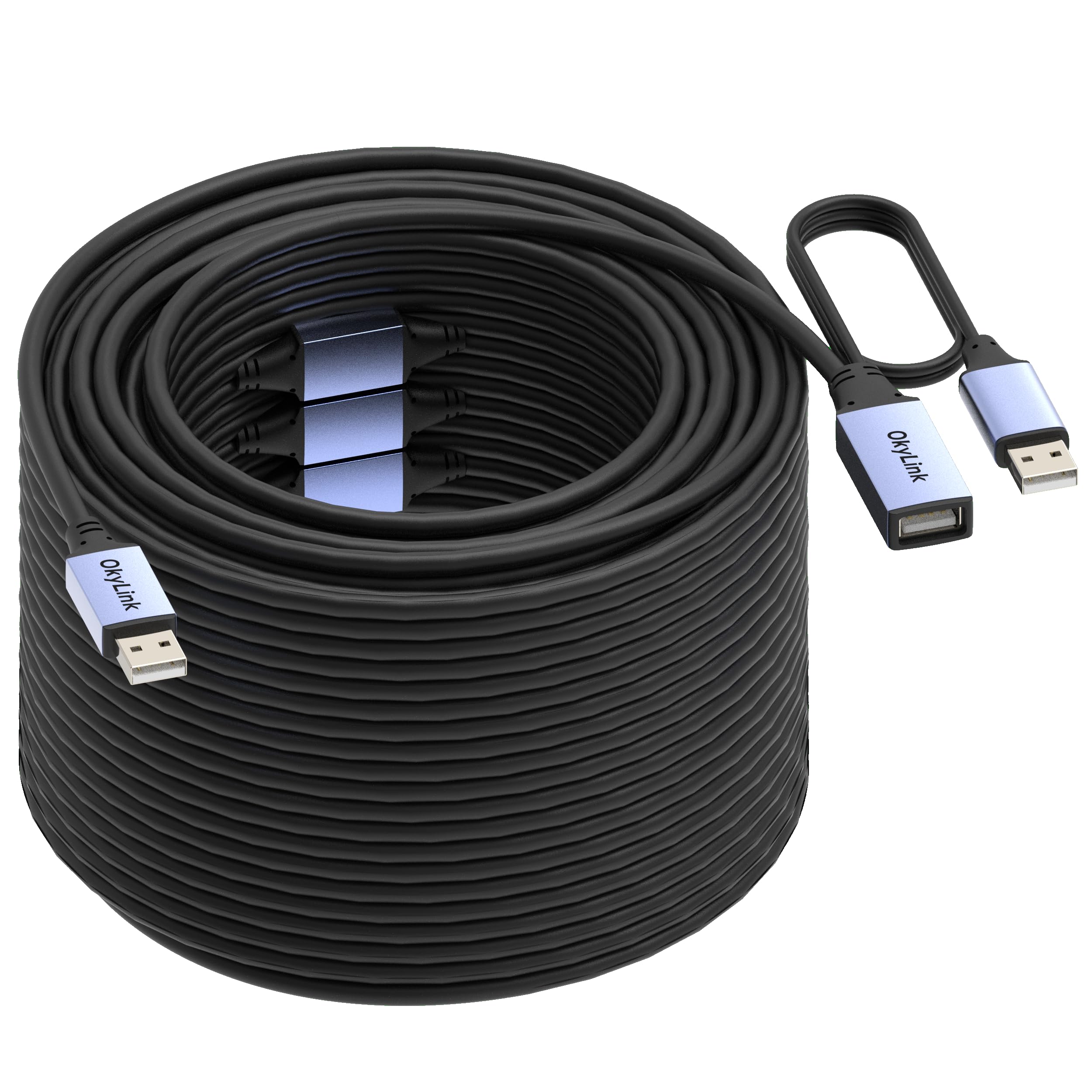OkyLink Cavo di prolunga attivo USB 2.0 da A maschio a femmina A, 480 Mbps, per stampante, mouse, tastiera, scanner, fotocamera, 50 m