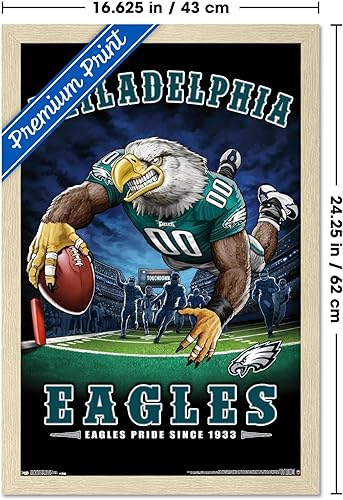 Miniatura 37 de Trends International NFL Philadelphia Eagles - Póster de pared de End Zone 17, 22.375 x 34 pulgadas, versión enmarcada plateada Versión con marco