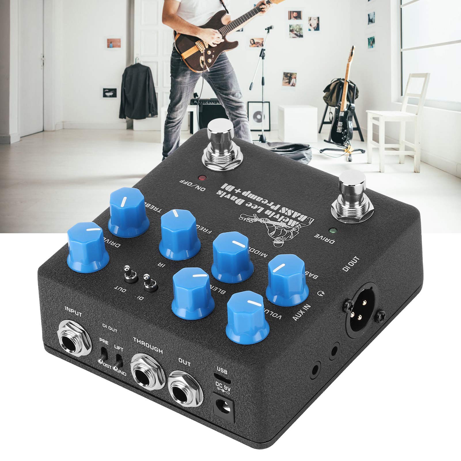 NUX NBP-5 Preamplificatore per Basso Effetto DI Box Pedale Metallico