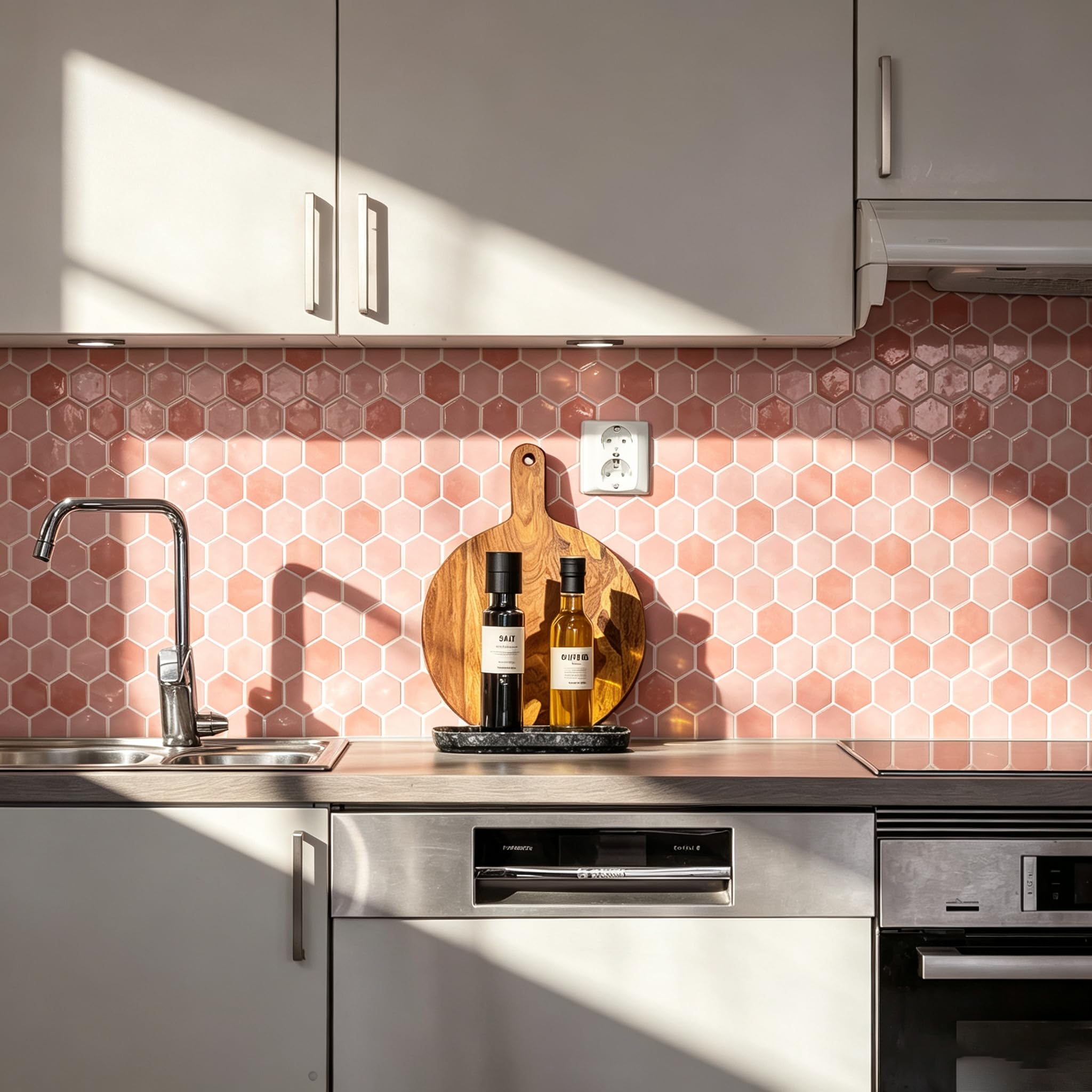 10 fogli esagonali autoadesivi per cucina, design extra spesso, piastrelle autoadesive 3D, grandi piastrelle adesive per cucina e bagno (30,5 x 30,5 cm)