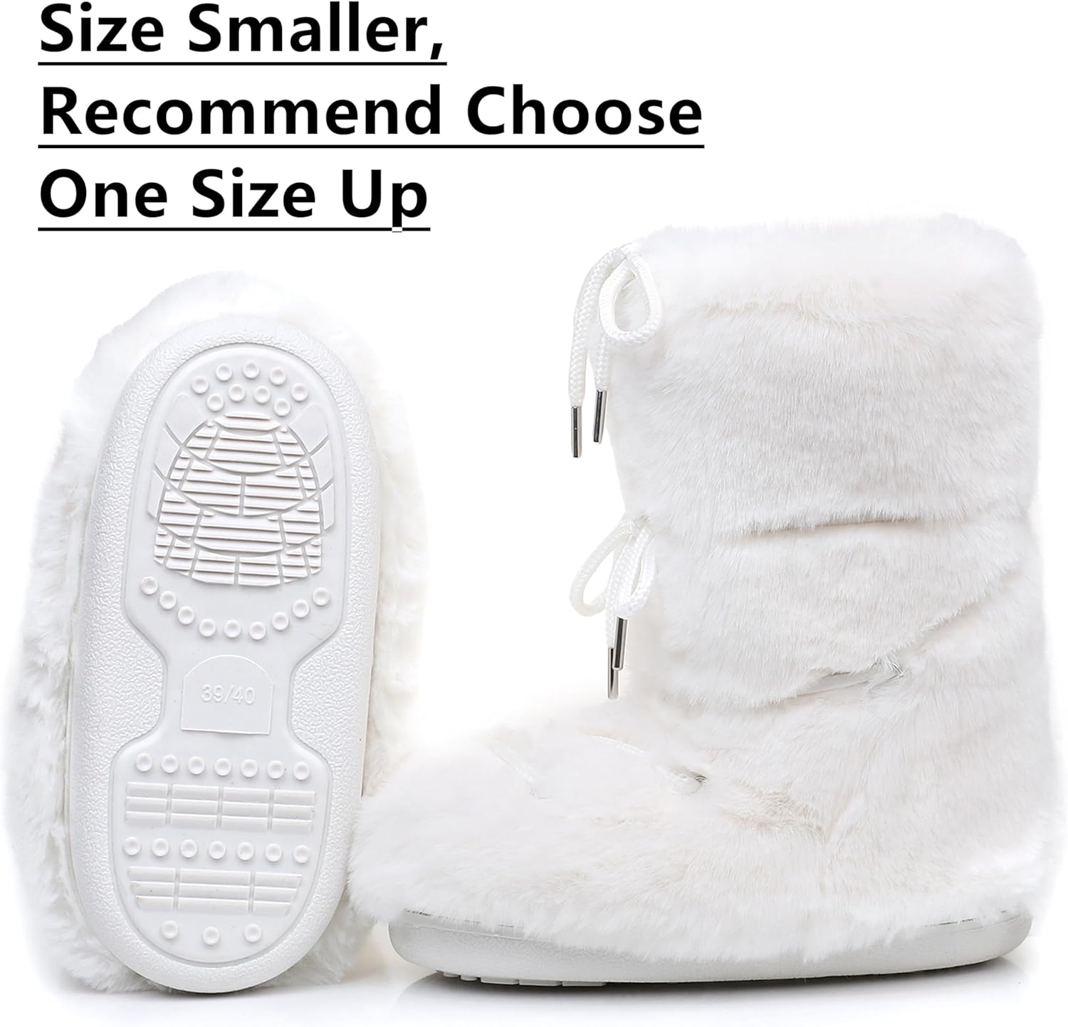 Black White Fur Boots, Furry Fuzzy Snow Boots for Women with Faux Fur Lined Non-Slip Lace-up Mid-Calf Ski Boots 2025 - Image 4