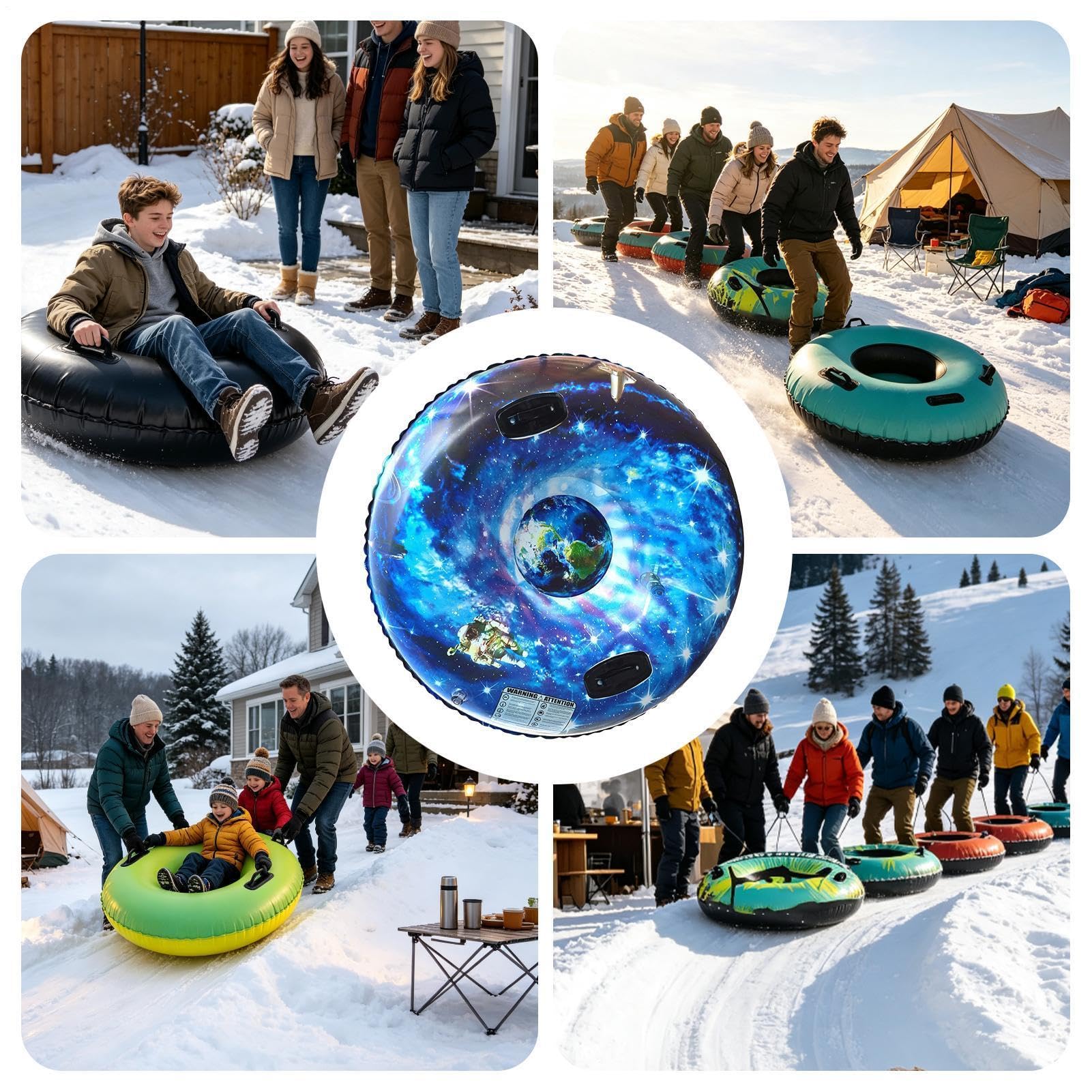 Slitta Gonfiabile Da Neve 47 Pollici Giocattolo Invernale Gonfiabile Con