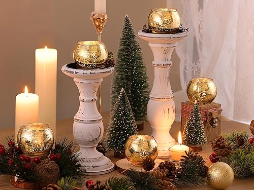 Vista 24 de LAMORGIFT 24 Pcs Green Candle Holders - Mercury Glass Tealight Candle Holders for Spring Wedding, Birthday, Dinner Party Table Decor, Guest Favors