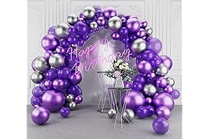 Elegant Dark Purple and Silver Balloon Arch Garland Kit for Memorable Celebrations