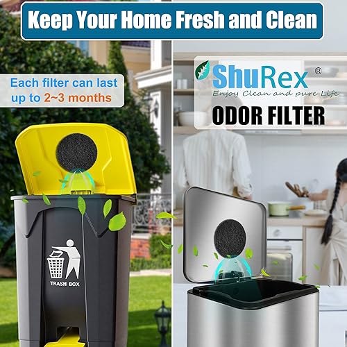 Miniatura 7 de Paquete de 12 filtros universales adhesivos absorbentes de olores de botes de basura, desodorizante purificador de carbón activado de diseño grueso