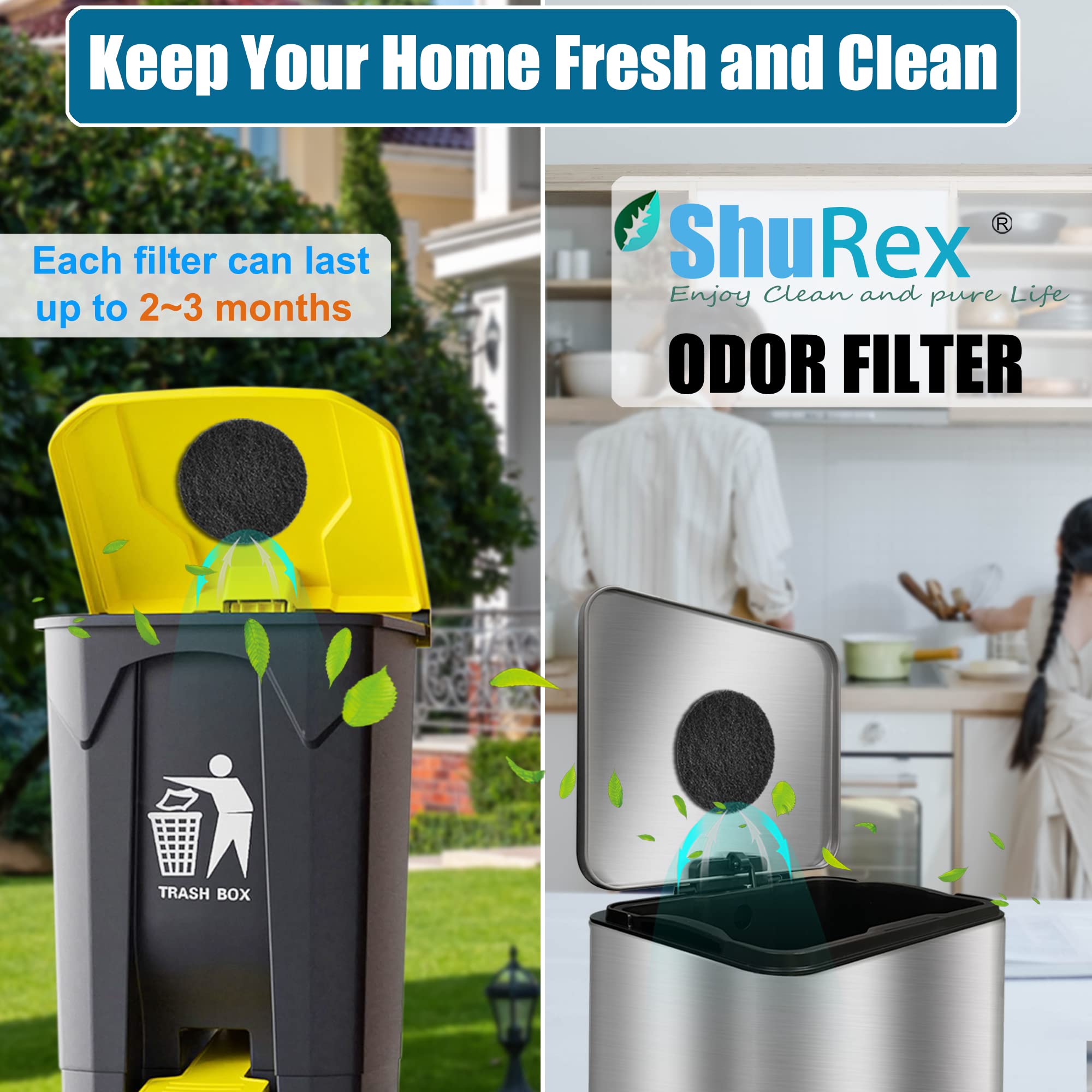 Lot de 12 filtres universels Absorbant Les odeurs, désodorisant au Charbon Actif pour poubelles, seaux à Compost, comptoir et bacs de Recyclage (Ronds)