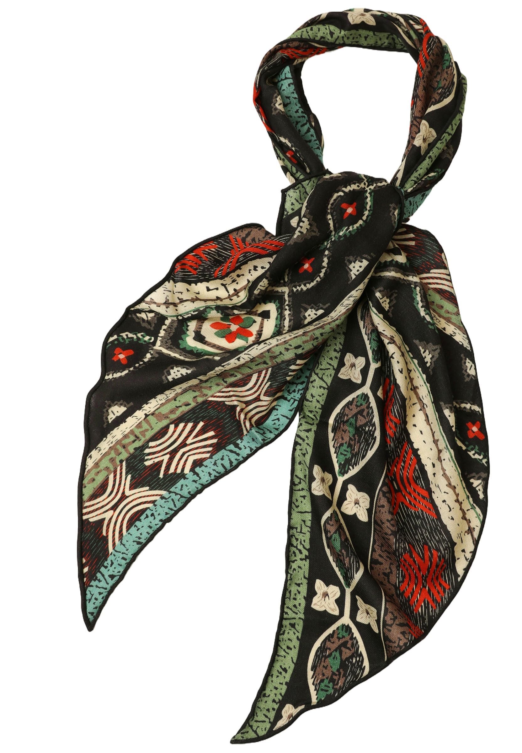 Sciarpa in lana ultraleggera modello a parallelogramma, stampa paisley double-face, bordi arrotolati a mano, soffice come seta