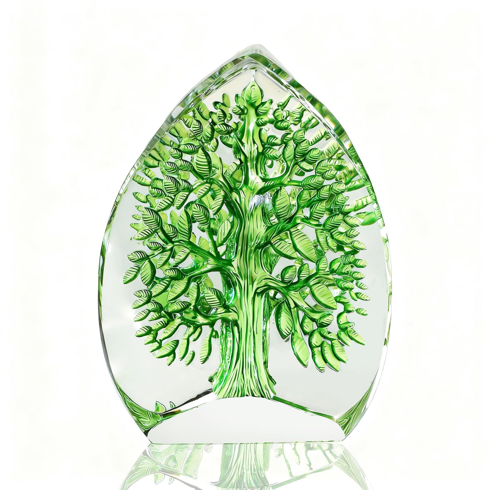 Arbre de vie en cristal presse-papier argent porte-bonheur 9cm
