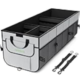 Simniam Car Trunk Organizer with Insulated Grocery Bag- 110L High Capacity Car Storage Box, with 4 Compartments, Reflective Strip, Cover, for Auto, SUV, Truck, Minivan