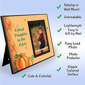 Cutest Pumpkin in the Patch a Halloween picture frame, Baby Photo Frame Keepsake, a sweet fall photo frame for Halloween pictures, Holds 3.5 x 5 image, Tabletop Display