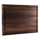 American Dark Walnut Wood Cutting Board 17x12 x1in for Kitchen with Juice Groove&comma; Inner Handles&comma; Gift Box&comma; Thick Wooden Cutting Board Finished with Linseed Oil&comma; Beeswax&comma; Carnauba Wax&comma; Lemon Oil