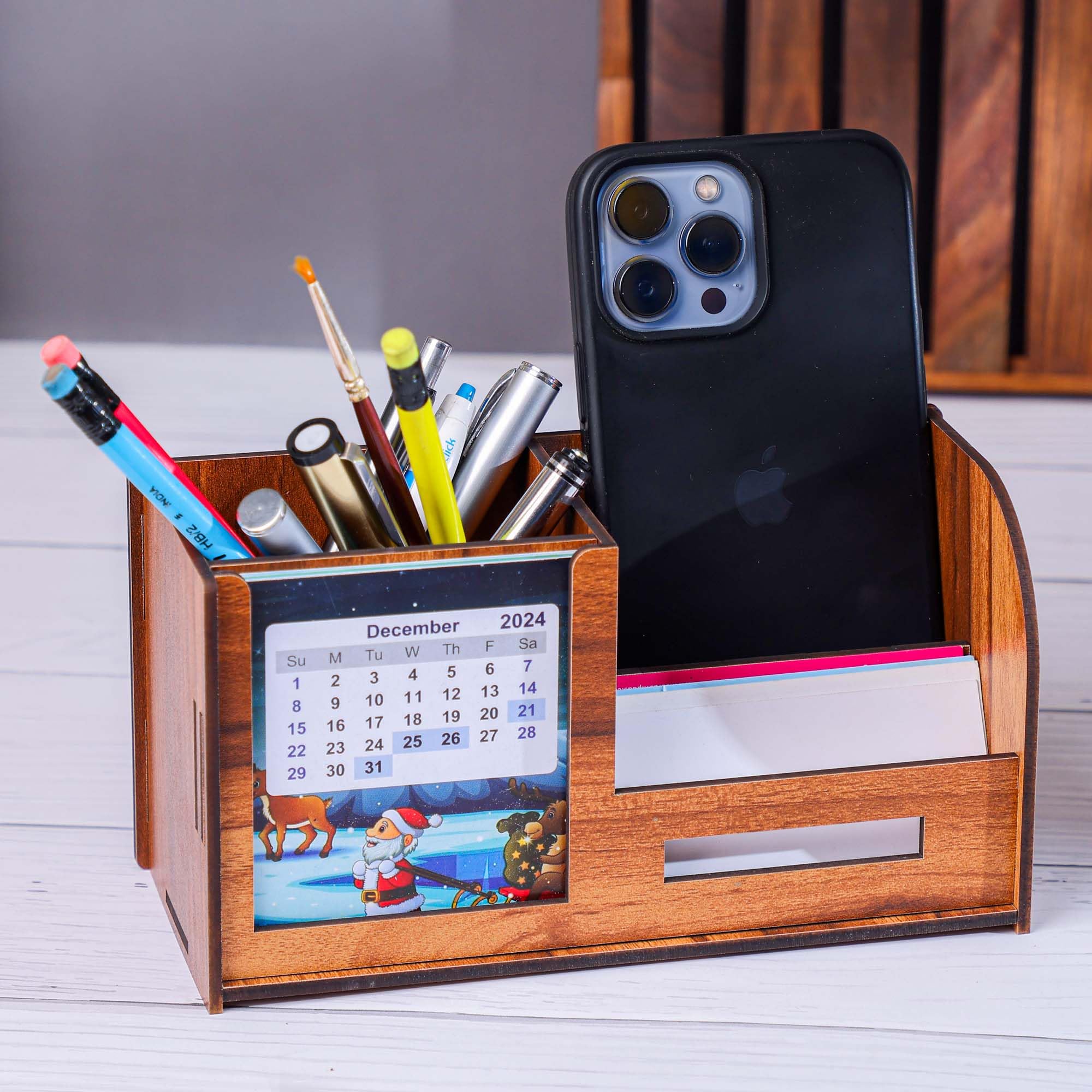 Deskart Desk Organizer With Calender, Business Visiting Card And Mobile Holder | Multipurpose Wooden Pen And Pencil Holder Stand For Office And Study Table, Desk Supplies Organisers Brown (B0CPPWVPQN) Amazon Price History, Amazon Price Tracker