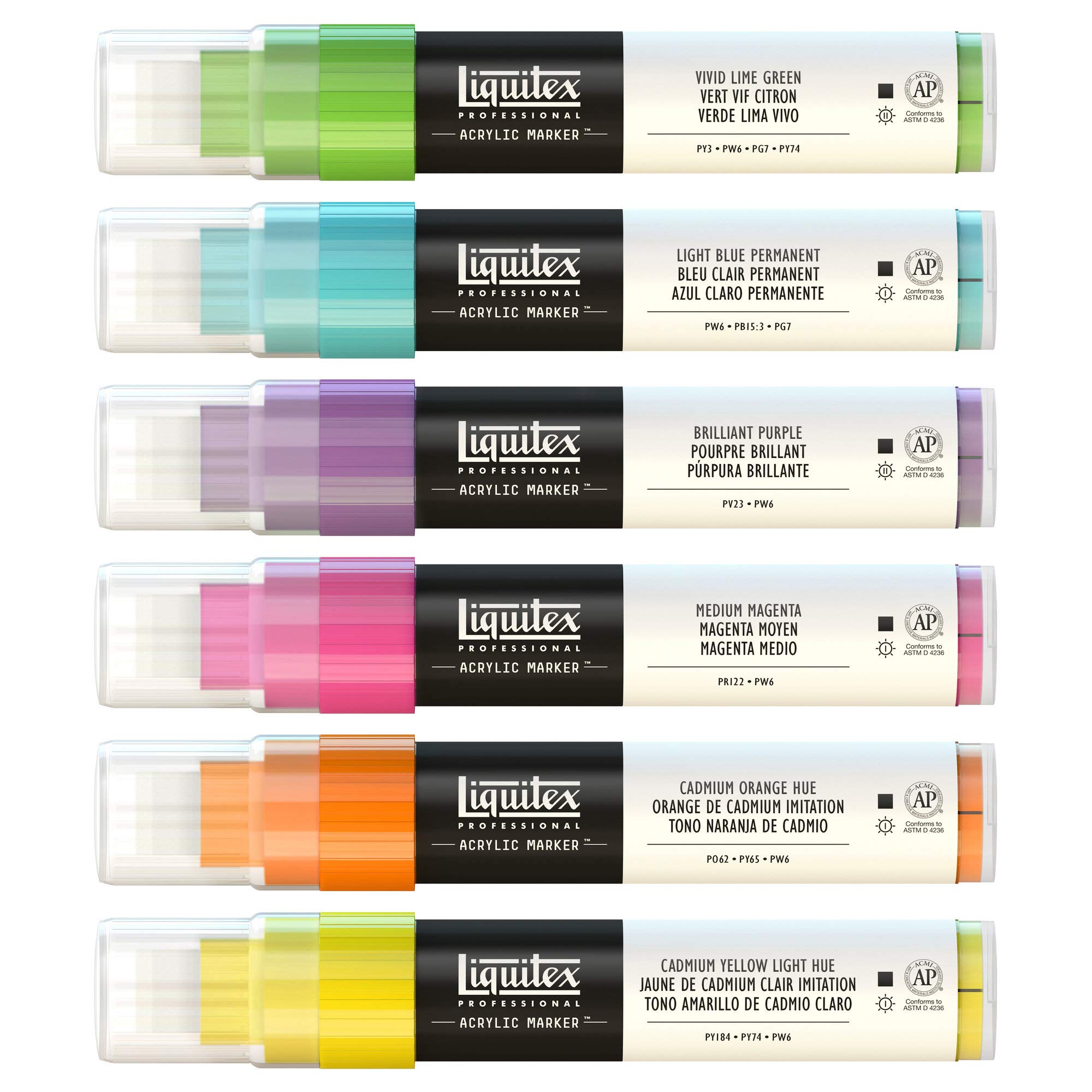 Liquitex Paint Marker 6 Pennarelli Punta Largha Colori Vivaci