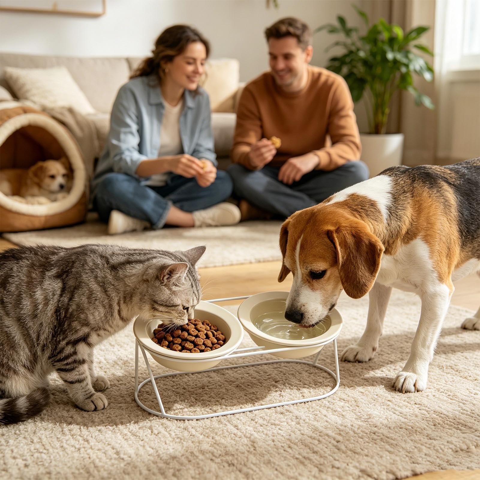 Ciotole per Gatti Alzate Mangiatoia Antiribaltamento | Alimentatore Ampio per Protezione del Collo rialzato Per alleviare la fatica durante il pasto di cuccioli e cani,