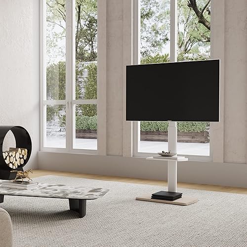 Miniatura 11 de FITUEYES Soporte de TV de suelo para dormitorio, sala de estar, soporte de TV de esquina alto para televisores de 32, 37, 43, 50, 55, 60, 65, 70