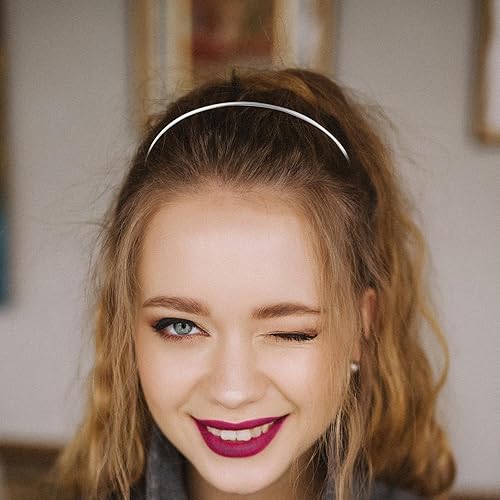 Miniatura 2 de Diademas de metal, 10 unidades de acero inoxidable para niñas, banda de cierre de pelo para mujer, para bricolaje, con marco de alambre de acero