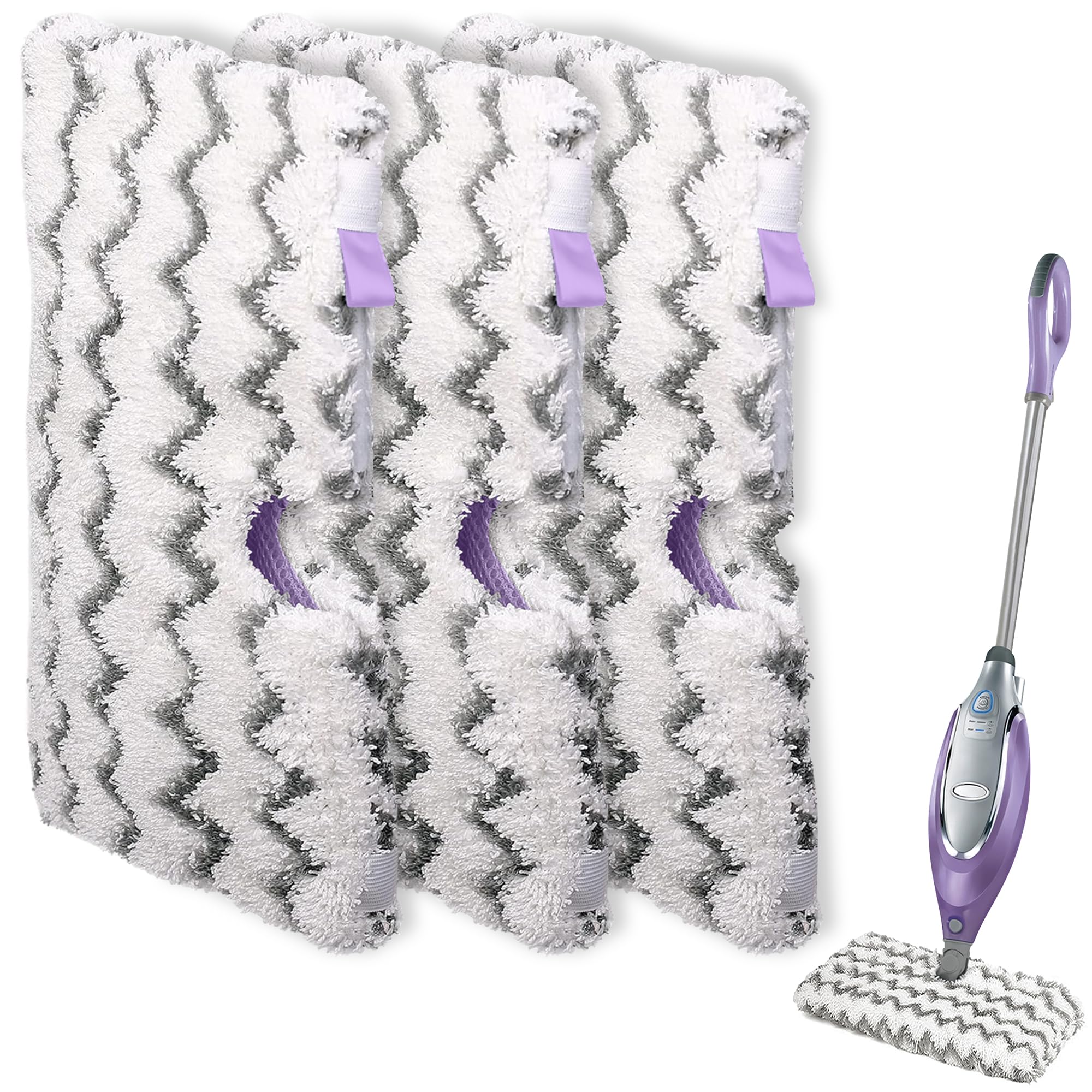 Tidy Monster Steam Mop Pads with Scrub Strips Microfiber Replacement Pad Refills for Shark Steam Pocket Mop S3500 Series S3501 S3601 S3550 S3801 S3901 SE450 S3601D S3901D (3pc-White)