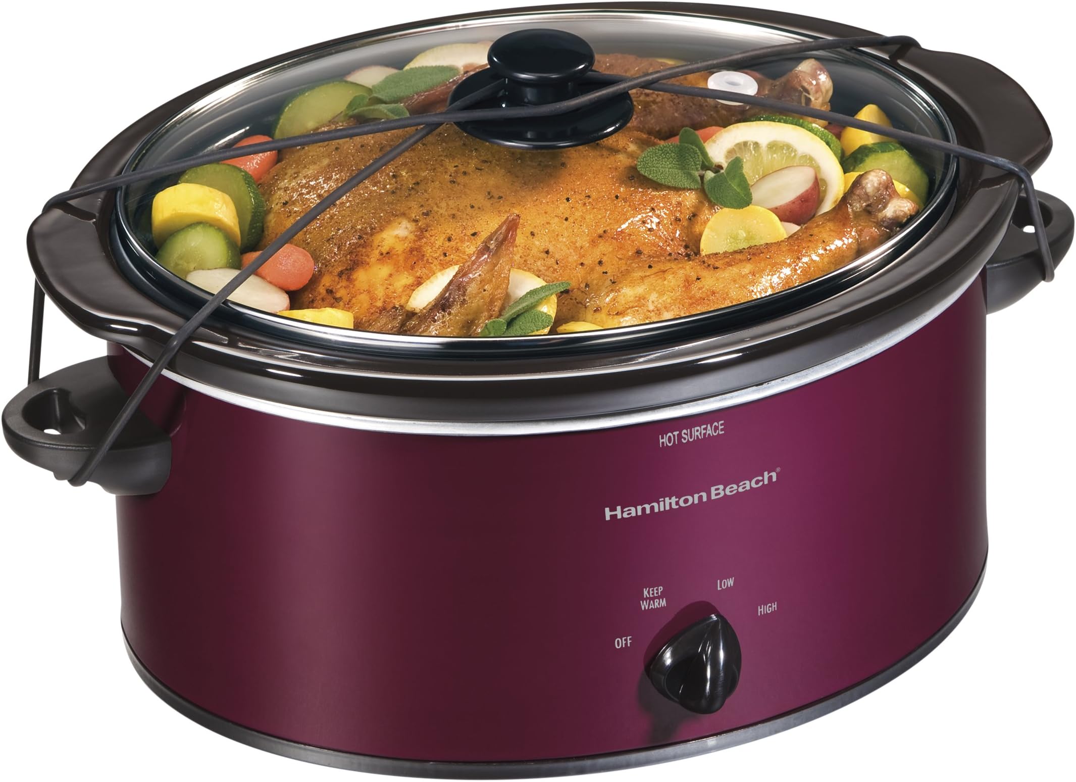 Hamilton Beach 33355 Portable Slow Cooker, 5 quart, Red