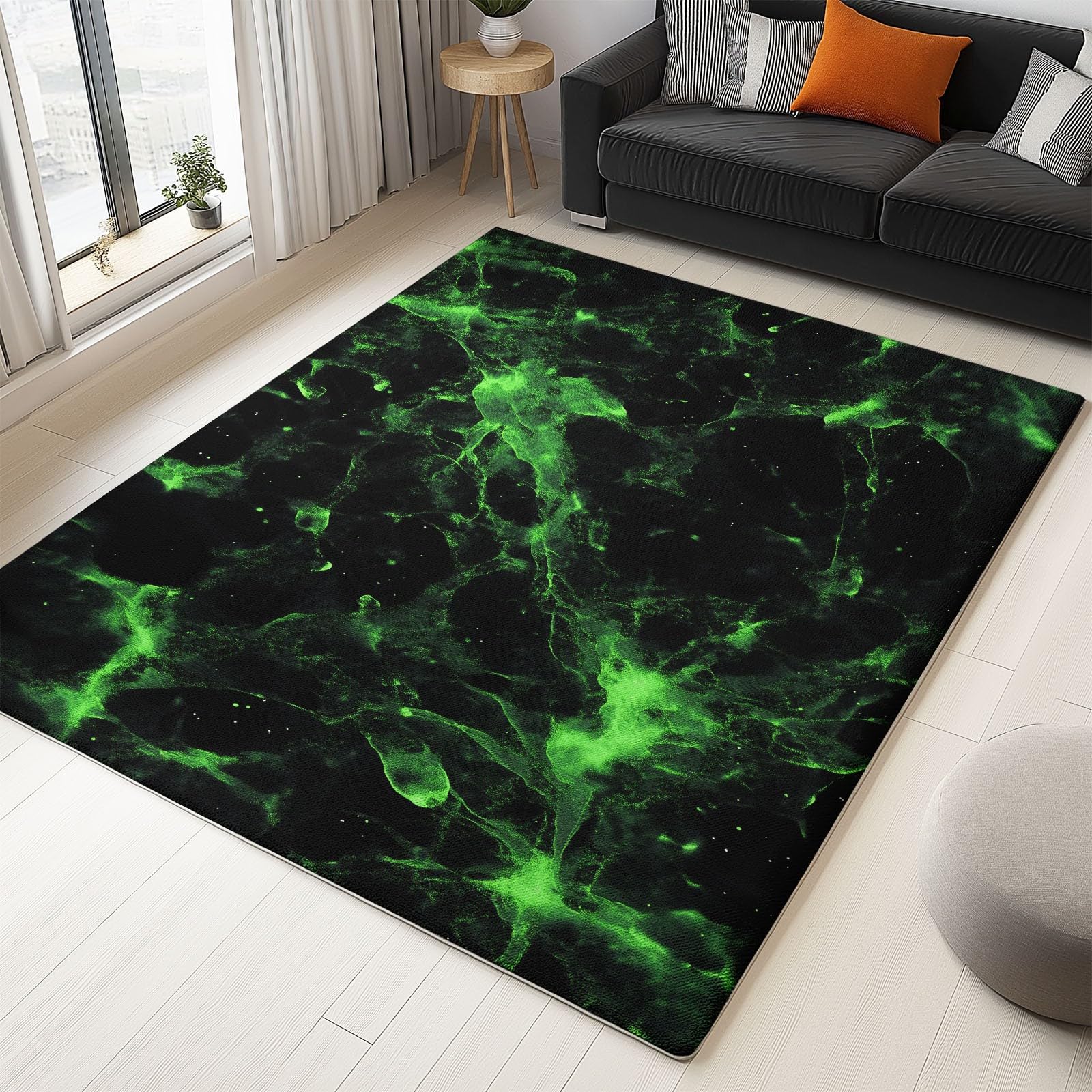 Tapis de chevet doux vert noir 50x80 pour éviter les glissades