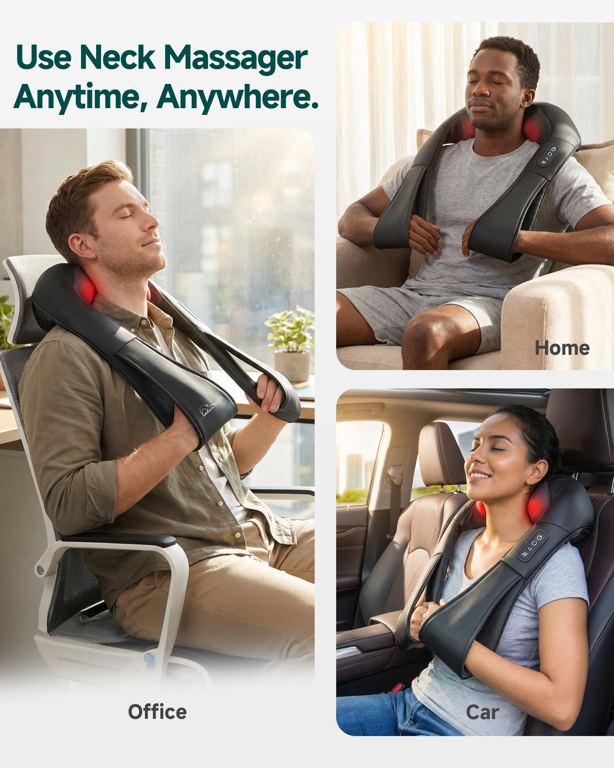 Snailax Shiatsu Neck and Shoulder Massager - Back Massager with Heat, Deep Kneading Electric Massage Pillow for Neck, Back, Shoulder,Foot,Body