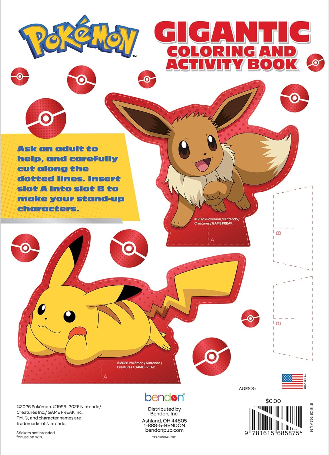 Bendon Pokémon 192-Page Coloring Book for Kids – Large Coloring Book for Boys & Girls Ages 3-10, Official Book Featuring Pikachu and Favorite Pokémon Characters