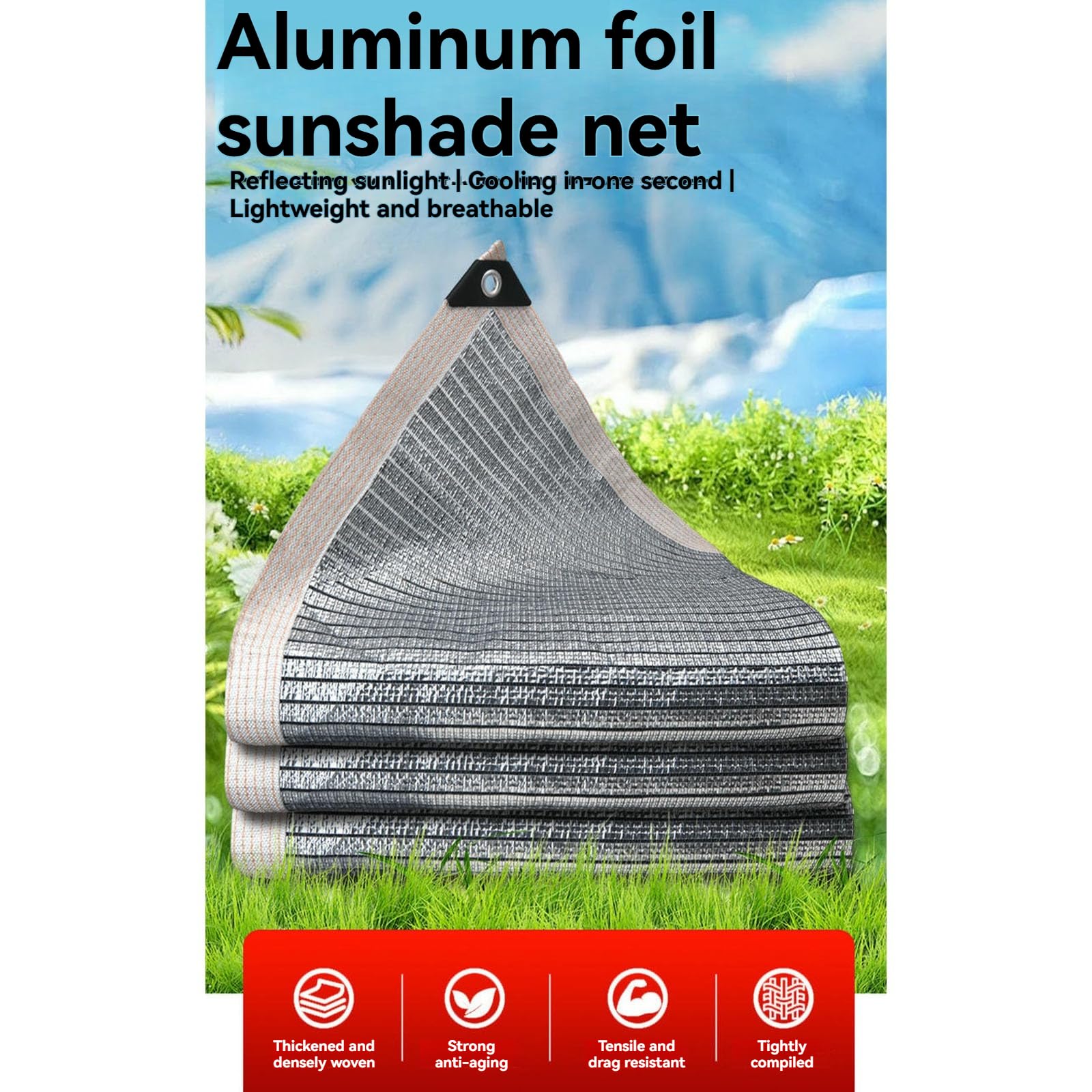 Telo ombreggiante in alluminio riflettente al 99%, resistente per auto, cani, esterni, camper, patio (3 × 4 m)